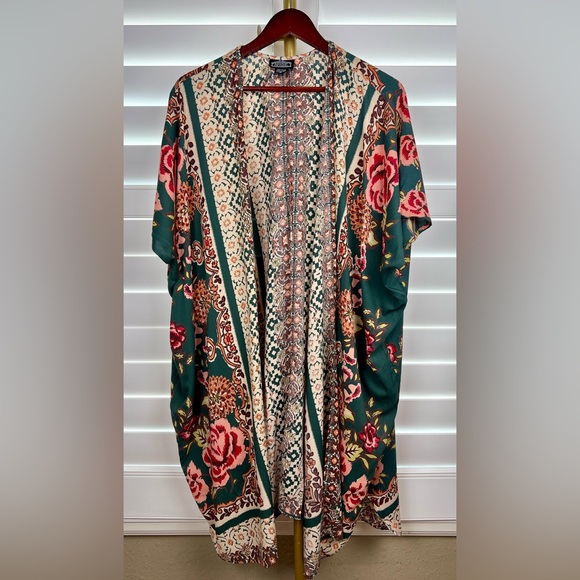 Gorgeous Fall Green Kimono Sz.S, By Angie - Picture 3 of 8